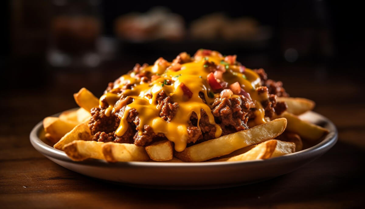 Fries with beef and cheese